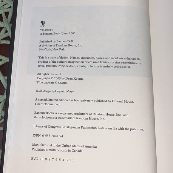 Velocity by Dean Koontz - 2005 1st. Edition Hardcover - Picture 3 of 5